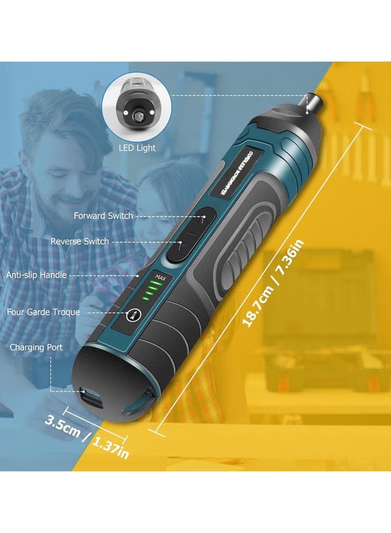 روك بو مسمار كهربائي لاسلكي مع 105 قطع ملحقات USB قابل لإعادة الشحن مسمار كهربائي محمول مجموعة عزم الدوران قابل للتعديل مسمار لاسلكي للمشاريع المنزلية الصغيرة إصلاح DIY المنزل - Image 2