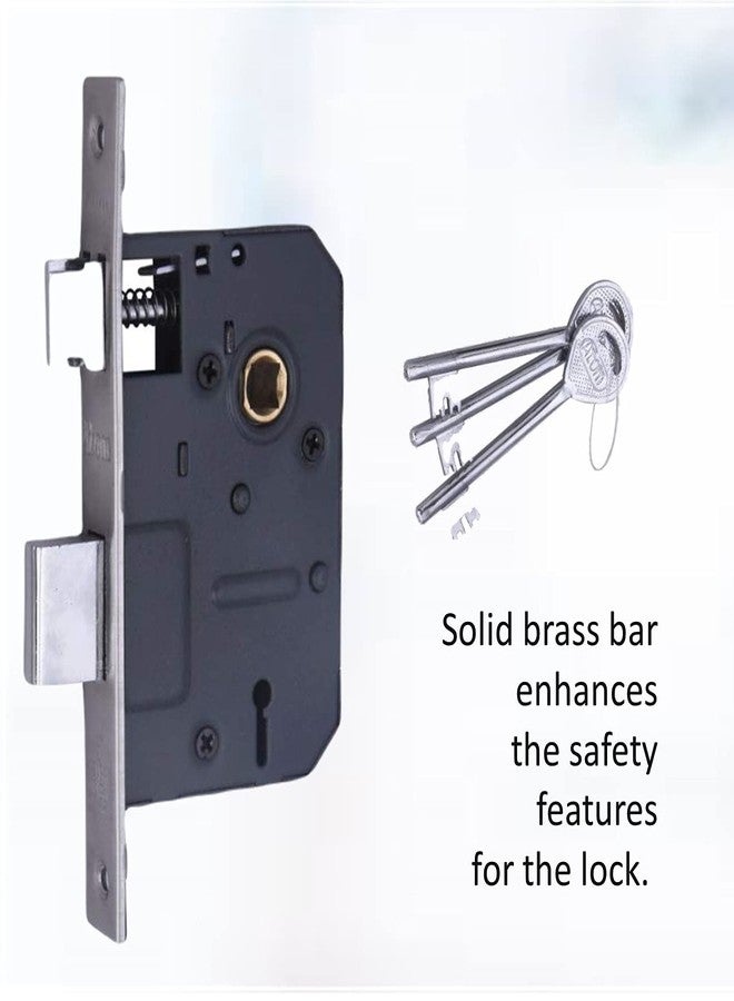 Atom Heavy Duty Mortise Door Lock for Bedroom, Living Room, Main Door, Silver Satin Finish | 3 Keys | 6 Lever Double Stage Lockset for House Hotel Office(O55KY) - Image 5