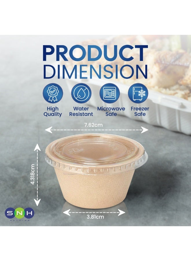 إس إن إتش باكينج كوب صوص الباجاس 2 أونصة أكواب تفل بهارات قابلة للتحلل مع أغطية 50 قطعة - Image 2