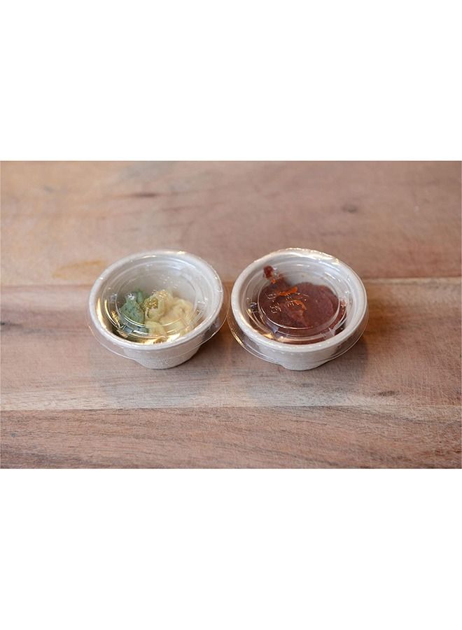 SNH Packing Bagasse Sauce Cup 2 Ounce Compostable Condiment Bagasse Cups With Lids 50 Pieces - Image 5