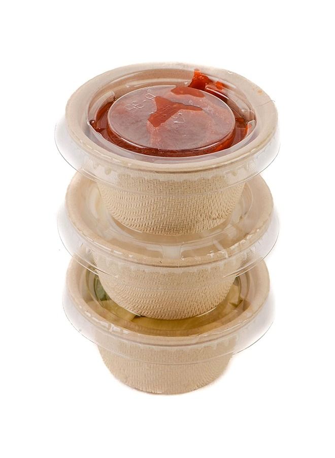 SNH Packing Bagasse Sauce Cup 2 Ounce Compostable Condiment Bagasse Cups With Lids 50 Pieces - Image 3