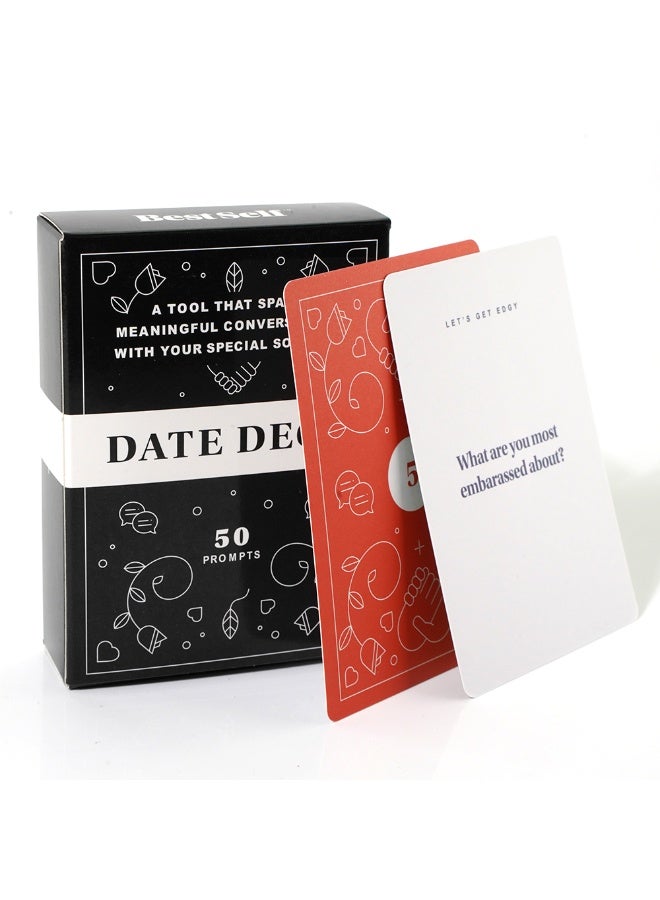 NIBEMINENT 50 Interactive Dialogue Cards - Perfect for couples - An interesting and thought-provoking date night game - These playing cards can enhance deeper communication - Image 1