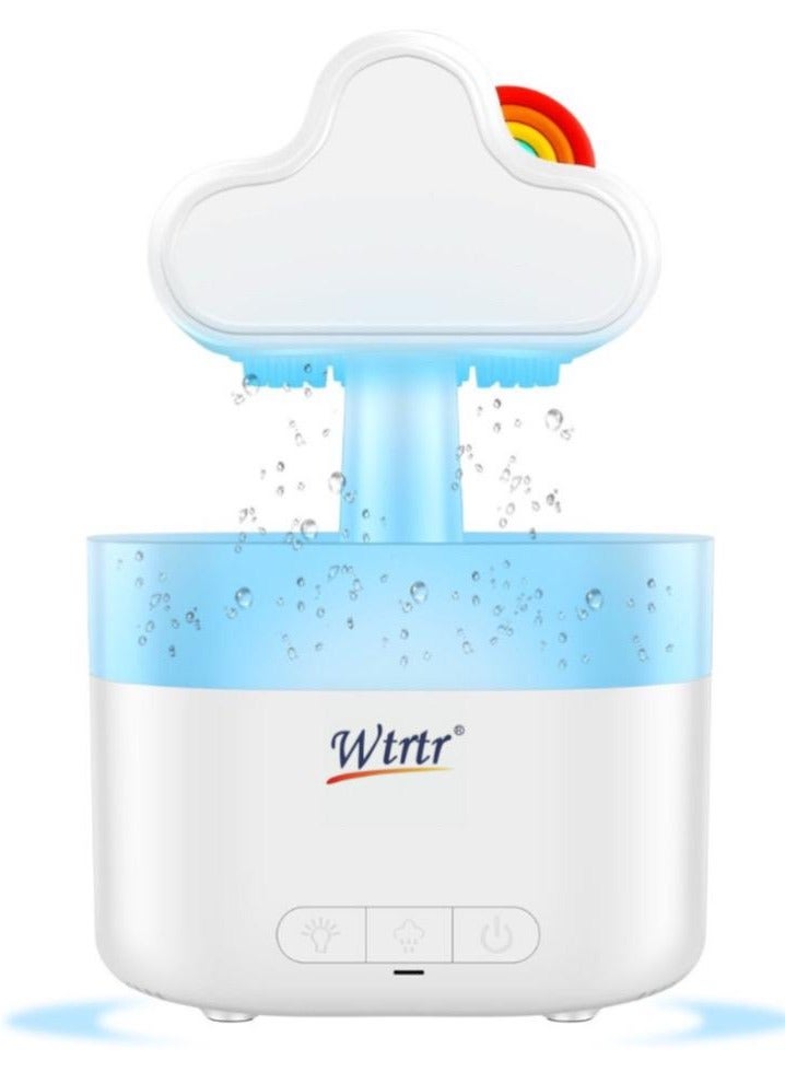 Wtrtr Rain Cloud Humidifier Water Drip, Essential Oil Diffuser for Home Bedroom Aroma, Rainbow Humidifier With Calming Rain Sounds to Help Sleeping & Stress,White - Image 1