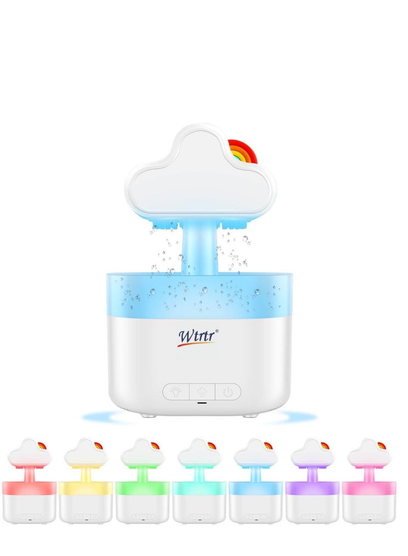 Wtrtr Rain Cloud Humidifier Water Drip, Essential Oil Diffuser for Home Bedroom Aroma, Rainbow Humidifier With Calming Rain Sounds to Help Sleeping & Stress,White - Image 2