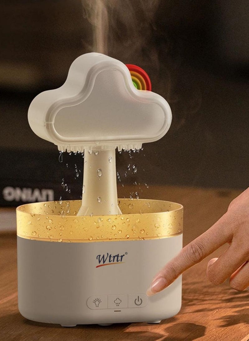 Wtrtr Rain Cloud Humidifier Water Drip, Essential Oil Diffuser for Home Bedroom Aroma, Rainbow Humidifier With Calming Rain Sounds to Help Sleeping & Stress,White - Image 5