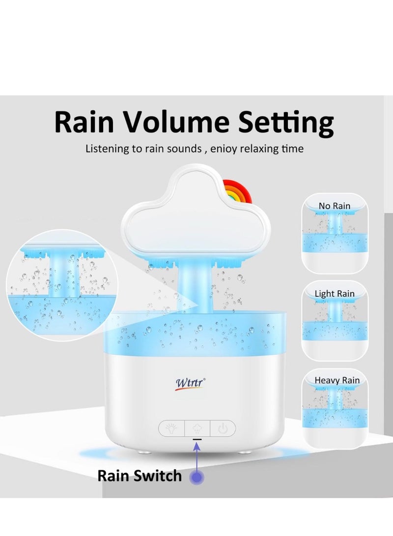 Wtrtr Rain Cloud Humidifier Water Drip, Essential Oil Diffuser for Home Bedroom Aroma, Rainbow Humidifier With Calming Rain Sounds to Help Sleeping & Stress,White - Image 3