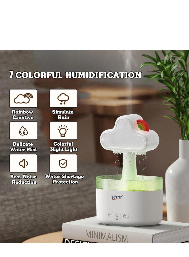 Wtrtr Rain Cloud Humidifier Water Drip, Essential Oil Diffuser for Home Bedroom Aroma, Rainbow Humidifier With Calming Rain Sounds to Help Sleeping & Stress,White - Image 4