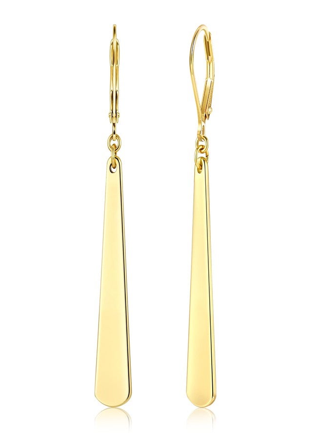 ALEXCRAFT Sterling Silver Long Dangle Earrings for Women 14k Gold Plated Leverback Earrings Trendy Silver Hypoallergenic Lightweight Drop Earings for Women Jewelry Gifts, Brass, No Gemstone - Image 1