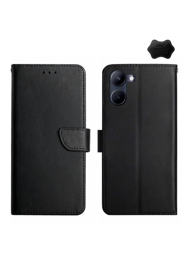 S-TOP Case For Realme 10 5G Genuine Leather Fingerprint-proof Flip Phone Case - Image 1