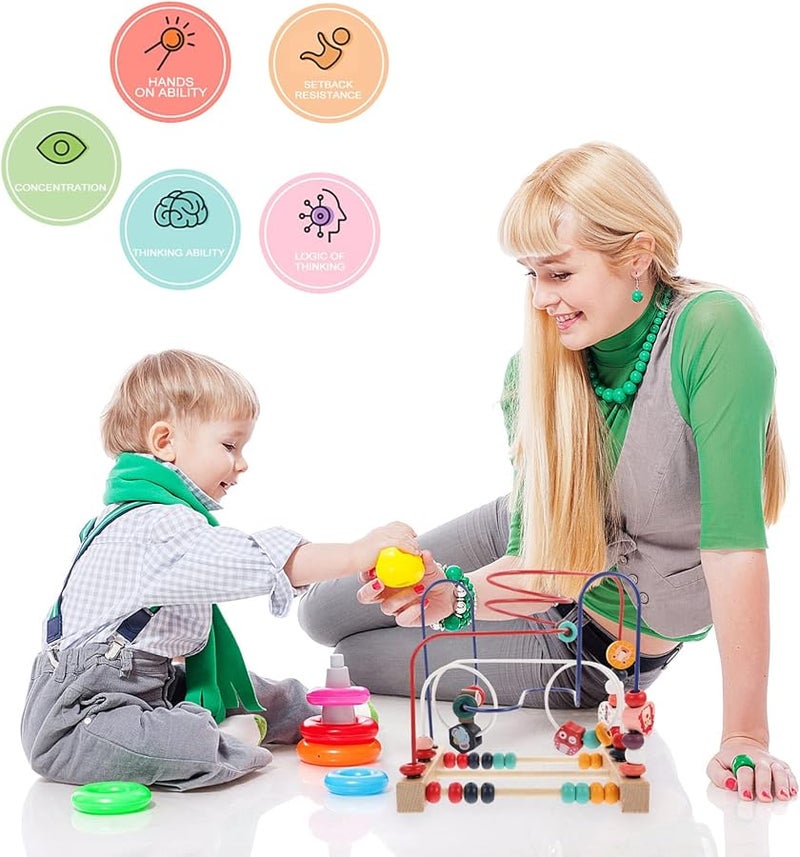 Wooden Bead Maze Toy For Cognitive Skills Hand Eye Coordination Kids Educational Game - Image 4