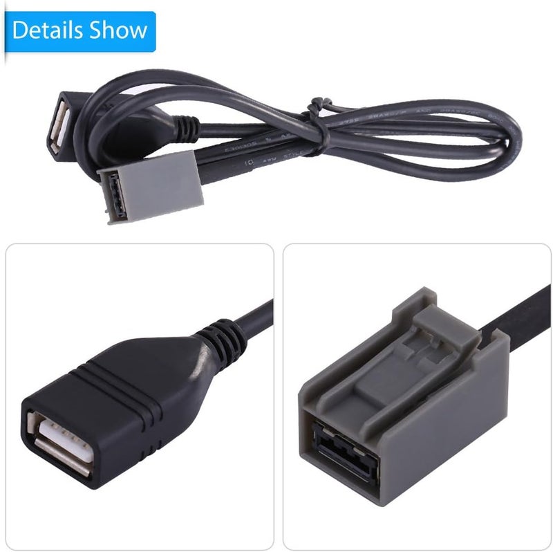 klarako كابل محول USB للسيارة من كلاراكو، 60 سم كابل تمديد صوتي USB 2.0 AUX للسيارة لهوندا ميتسوبيشي 2009 وما بعدها - Image 2