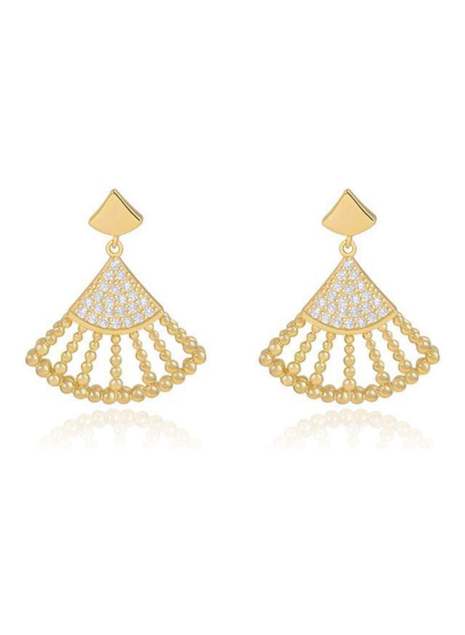 NIBEMINENT 925 Sterling Silver Fan-Shaped Rhinestones Earrings - Image 1