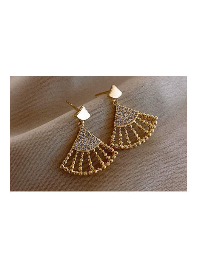 NIBEMINENT 925 Sterling Silver Fan-Shaped Rhinestones Earrings - Image 3