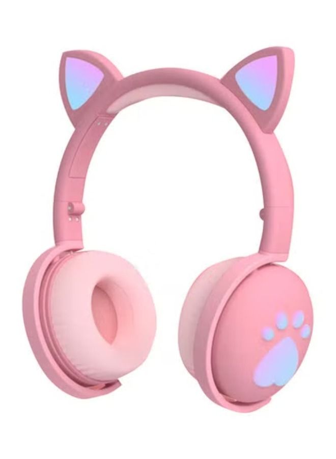 ACLIX Wireless Cat Ear Headphones With Mic Girl Pink