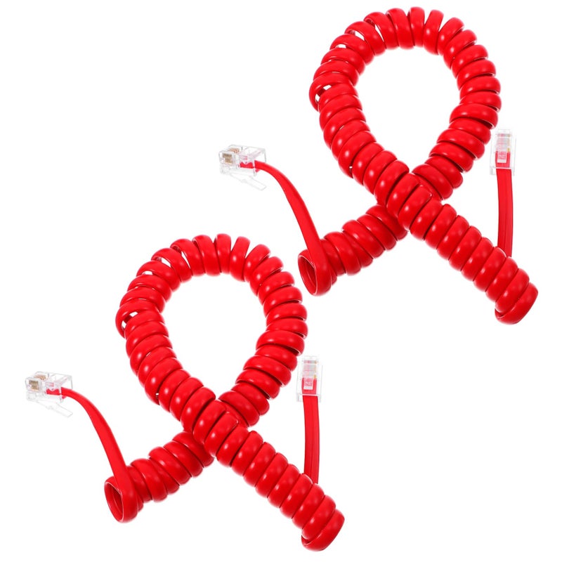 2pcs Coiled Telephone Cord Spring Loaded Design Easy Installation for Landline Phones - Image 2