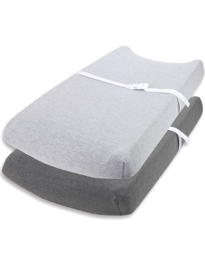 Cuddly Cubs Changing Pad Covers - 2 Pack - Snuggly Soft Plush Cotton Changing Table Covers for Boy, Girl - Fits Perfectly on Summer Infant and Other 16 x 32 Baby Changing Table Pads - Heather Grey - Image 1
