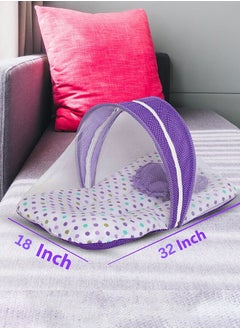 Superminis Baby Bed with Thick Mattress, Mosquito Net with Zip Closure And Neck Pillow, Baby Bedding for New Born, 0M+, Baby Sleeping Bed of 32 inch X 18 inch X 4 inch Size (Purple),Pack of 1  - Image 4