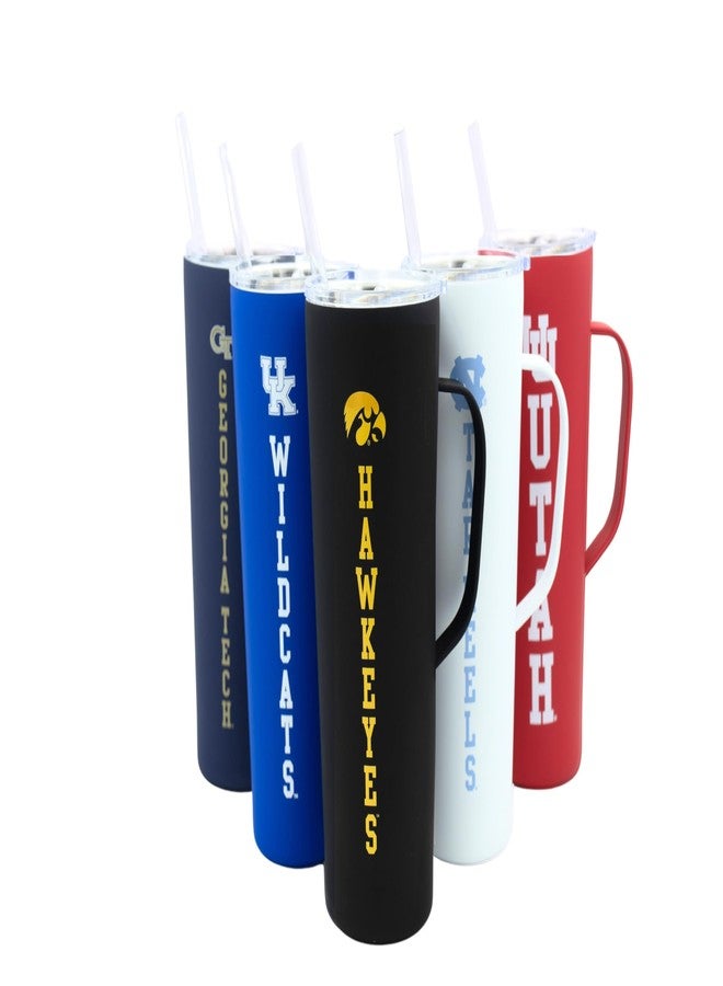 Decorvo NCAA 20 oz. Stainless Steel Tumbler with Handle - Officially Licensed Double Walled Insulated Roadie with Slide Lid and Straw (Iowa - Black) - Image 2