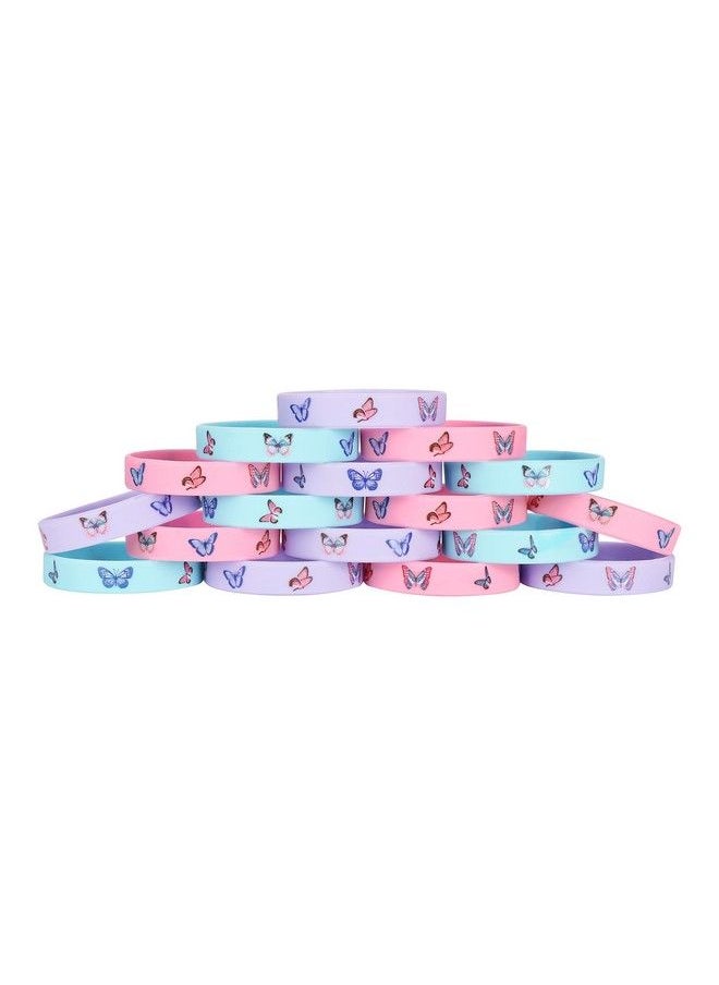 Cleverplay - 24 Pack Butterfly Silicone Wristbands Bracelets Butterfly Birthday Decoration Party Favors For Kids - Image 1