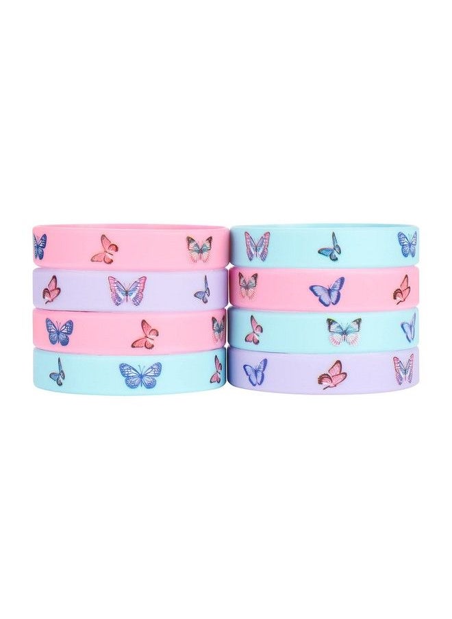 Cleverplay - 24 Pack Butterfly Silicone Wristbands Bracelets Butterfly Birthday Decoration Party Favors For Kids - Image 1