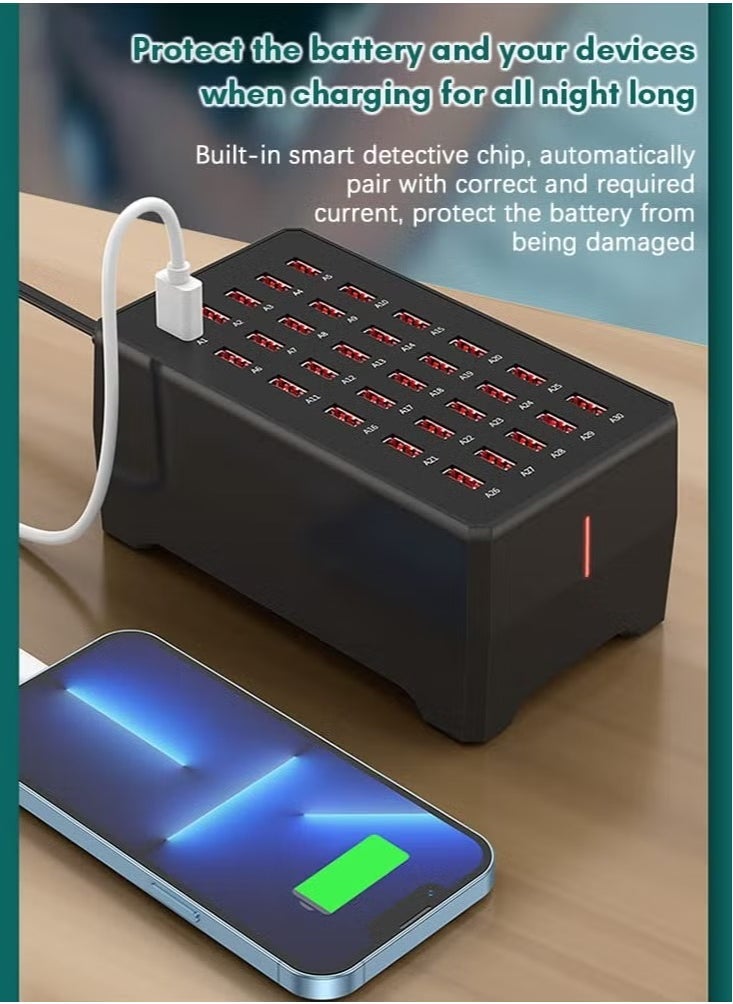 ELTRAZONE 30-Port USB Charging Station 150W – High-Speed Multi-Port Desktop Charger for Smartphones, Tablets & More, Compact & Efficient Power Hub for Home, Office & Travel Use  - Image 3
