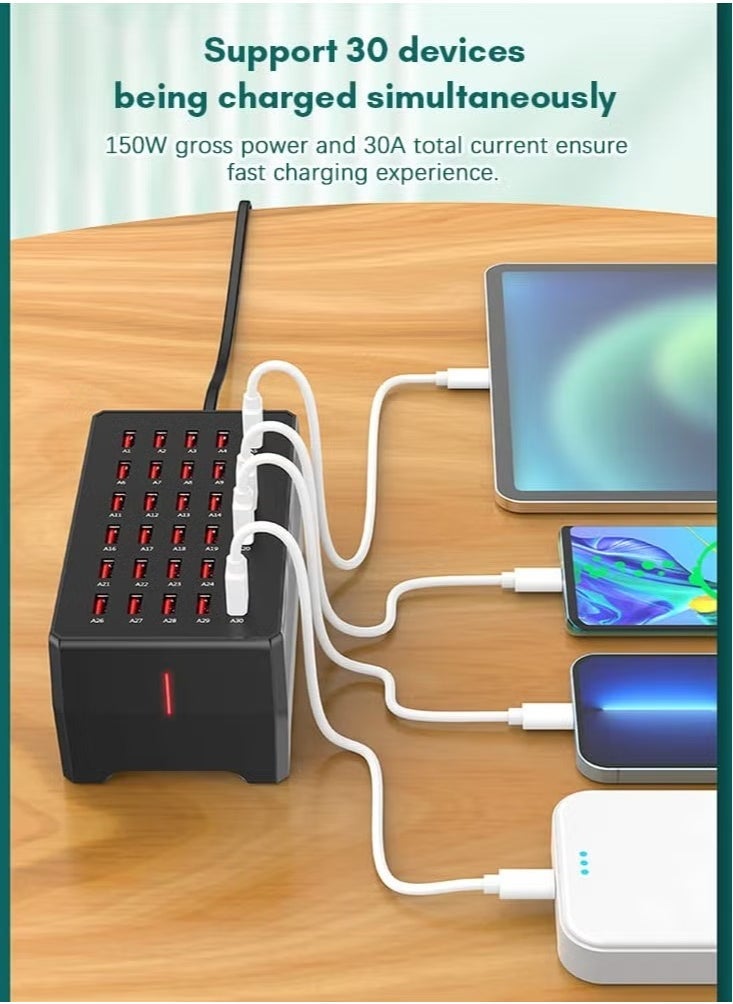 ELTRAZONE 30-Port USB Charging Station 150W – High-Speed Multi-Port Desktop Charger for Smartphones, Tablets & More, Compact & Efficient Power Hub for Home, Office & Travel Use  - Image 4