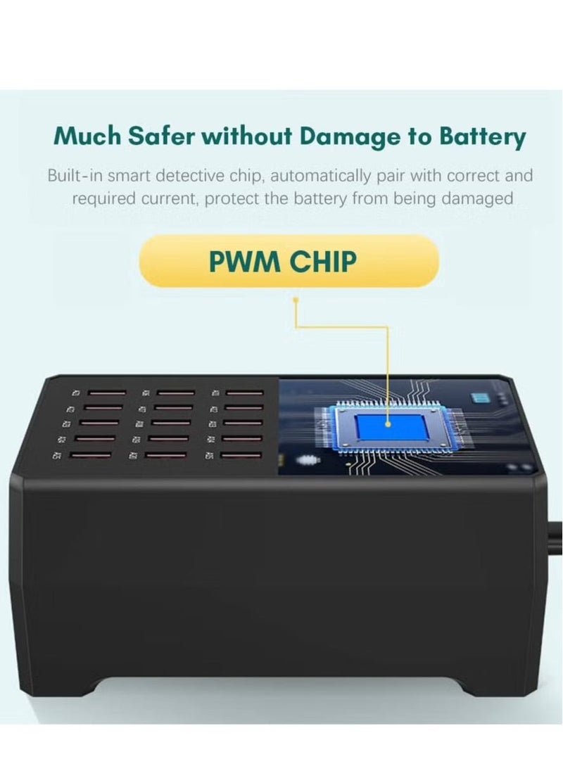 30-Port USB Charging Station 150W – High-Speed Multi-Port Desktop Charger for Smartphones, Tablets & More, Compact & Efficient Power Hub for Home, Office & Travel Use
