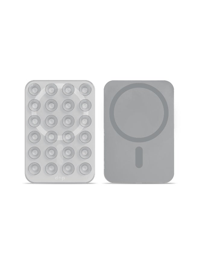 DRIP Silicone Magnetic Suction Phone Holder – Transparent Titanium Grey | Universal Car & Desk Mount - Image 1