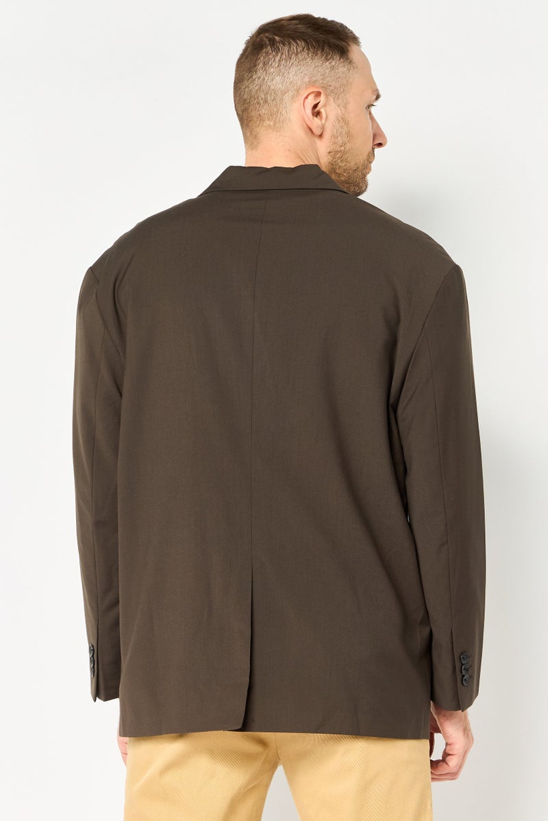 Selected Homme Men Regular Fit Solid Formal Blazer, Brown - Image 3