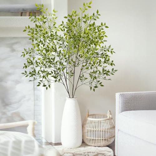 Phliofd 4Pcs Artificial Greenery Stems, 43.3" Fake Nandina Stems Plants Faux Leaf Twig Branches for Indoor Desk Office Shop Home Table Vase Spring Decor - Image 4