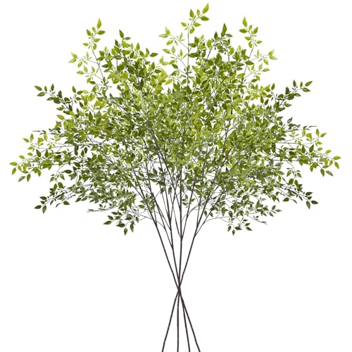 Phliofd 4Pcs Artificial Greenery Stems, 43.3" Fake Nandina Stems Plants Faux Leaf Twig Branches for Indoor Desk Office Shop Home Table Vase Spring Decor - Image 1