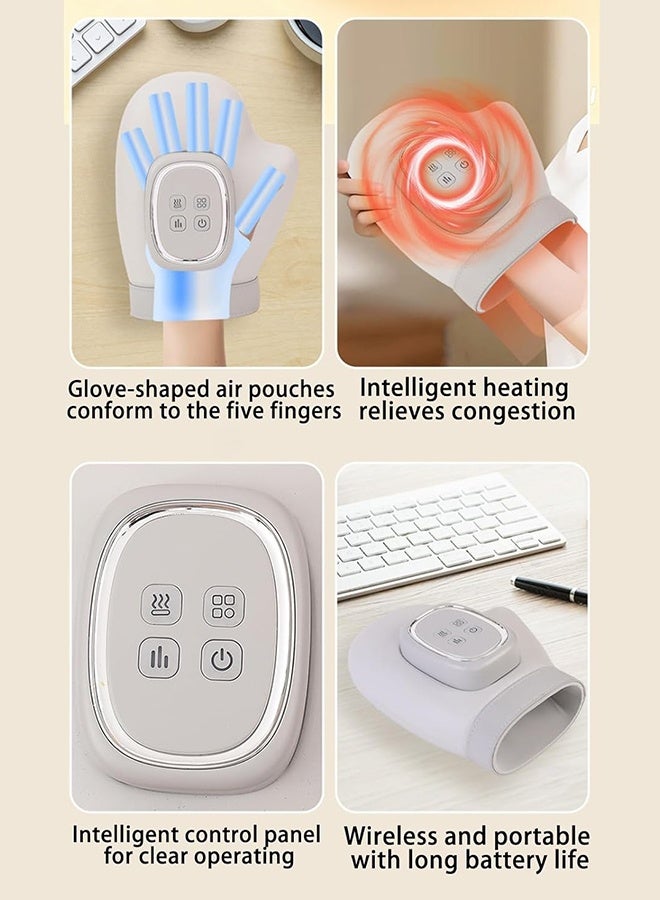 JCB CHIC Electric Hand Massager with Heat Compression Relief,3 Massage 4 Temperatures 5 Compression Models Therapy,Rechargeable Cordless Portable Therapy Glove,Electric Shiatsu Wrist/Finger/Palm Massager - Image 5