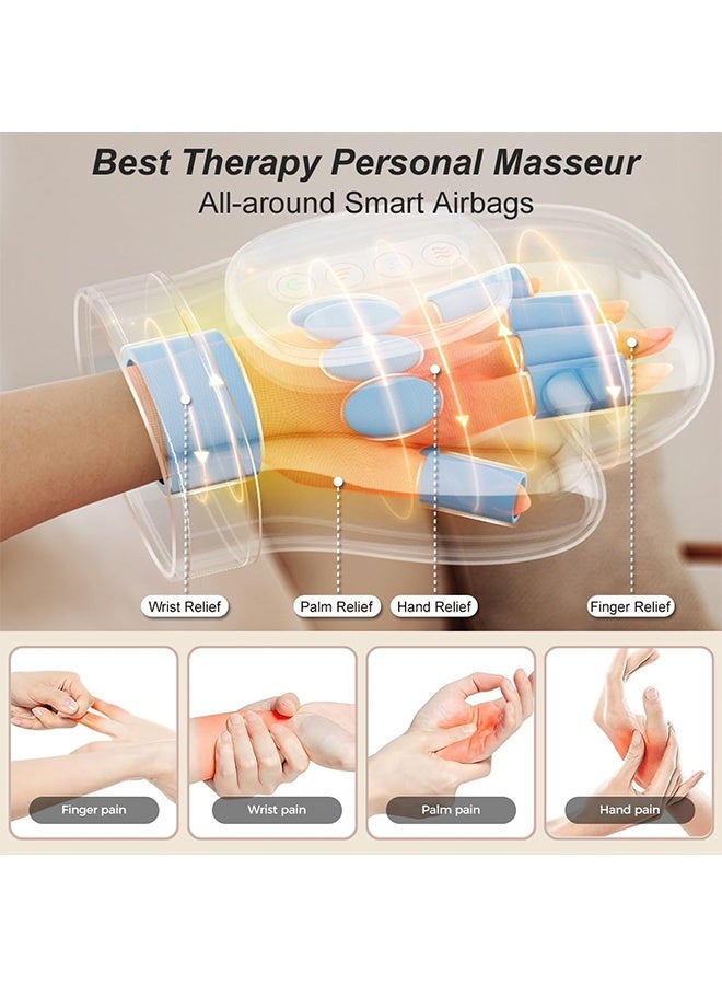 JCB CHIC Electric Hand Massager with Heat Compression Relief,3 Massage 4 Temperatures 5 Compression Models Therapy,Rechargeable Cordless Portable Therapy Glove,Electric Shiatsu Wrist/Finger/Palm Massager - Image 3