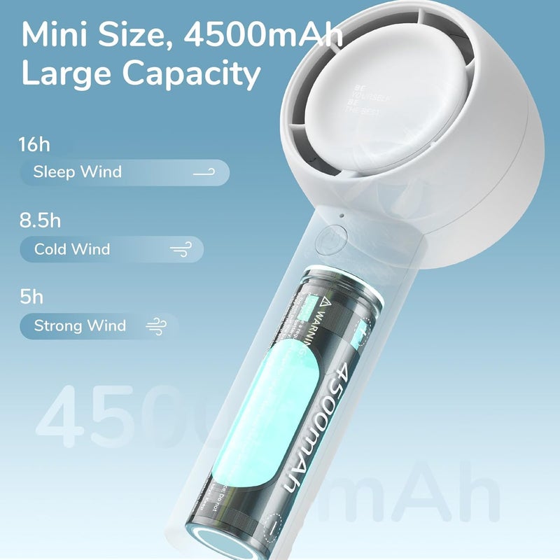 JISULIFE Mini Portable Fan-Bladeless Safe Design, Powerful Turbo Handheld Fan with 5 Speeds, 16Hrs Max Cooling Time，USB Rechargeable, Small Pocket for Travel/Lash, Gifts For Girls/Women - Image 3