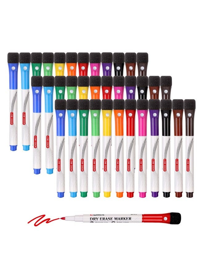 COMIX Dry Erase Markers, Fine Tip Whiteboard Magnetic Markers With Eraser Cap, 36 Bulk 12 Colors Low Odor Markers For Kids Teachers - Image 1