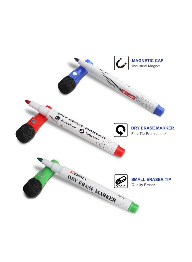 COMIX Dry Erase Markers, Fine Tip Whiteboard Magnetic Markers With Eraser Cap, 36 Bulk 12 Colors Low Odor Markers For Kids Teachers - Image 2