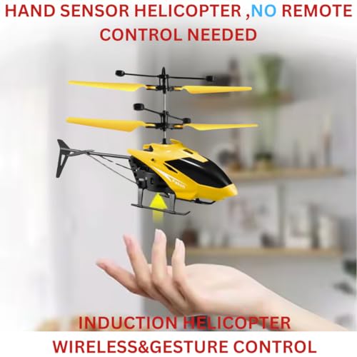 KRIMION® RC Helicopter with Hand Gravity Sensor, Flying Remote Control Helicopter Toy, Chargeble, 3D Light & Safety Sensor for Kids Age 4+ Years I Pack of 1 (Yellow) - Image 4