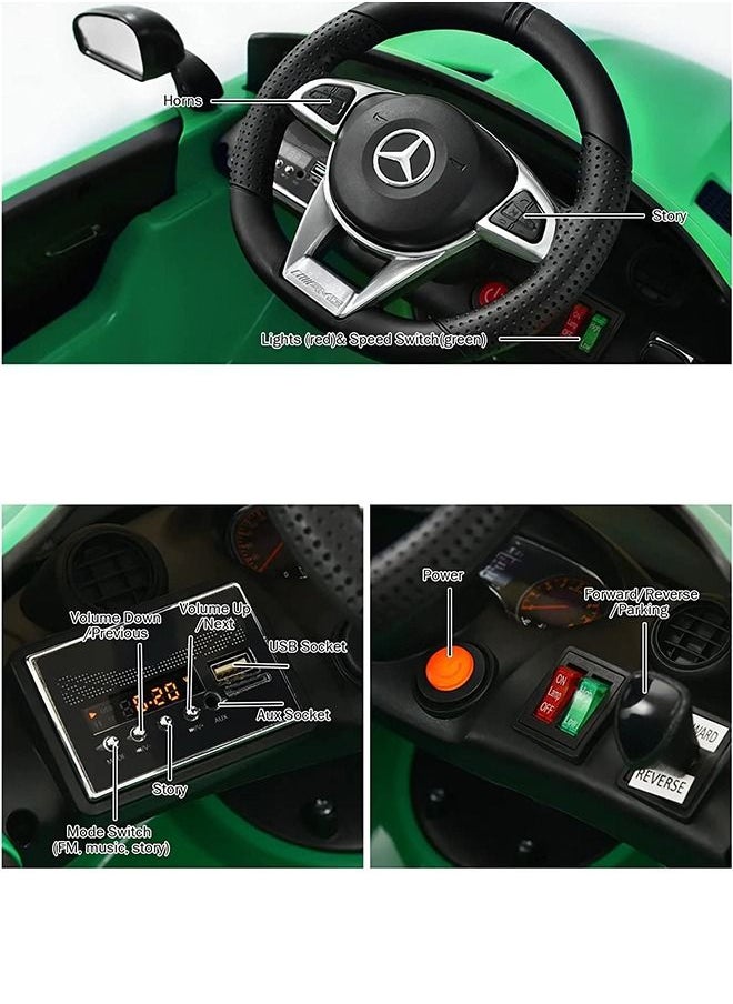 BAYBEE Licensed Benz GTR Rechargeable Battery Operated Car For Kids Ride On Baby Car With Remote Music LED Light Kids Car Electric Car Battery Operated Ride On Car For Kids 2 To 6 Years Boys Girls Green  - Image 4