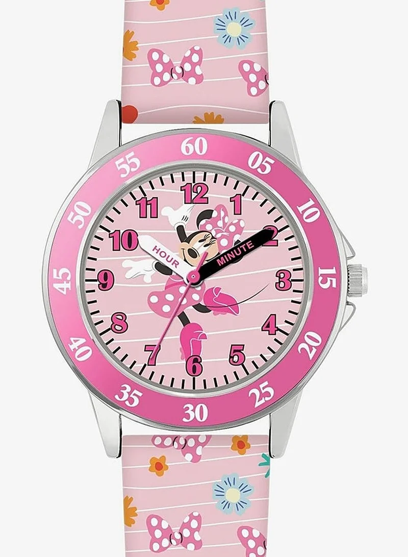 Disney Minnie Mouse Kids Time Teacher Watch, Pink Silicone Strap