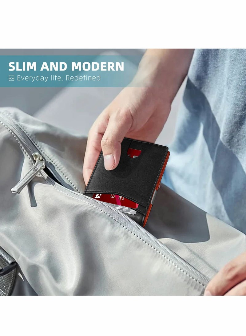 Excefore محفظة للرجال رفيعة بسعة أكبر مع 12 فتحة RFID محفظة رجالية بجيب أمامي بسيط من الجلد ثنائي الطي مع صندوق هدايا لنافذة الهوية - Image 5