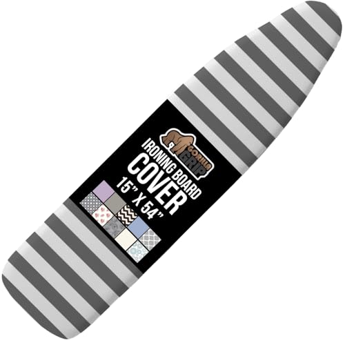 GORILLA GRIP The Original Ironing Board Cover and Pad, Silicone Coating, Thick Scorch Resistant Padding, Heavy Duty Iron Covers Standard Boards, Hook and Loop Fastener Strap, Striped, 15x54 - Image 1