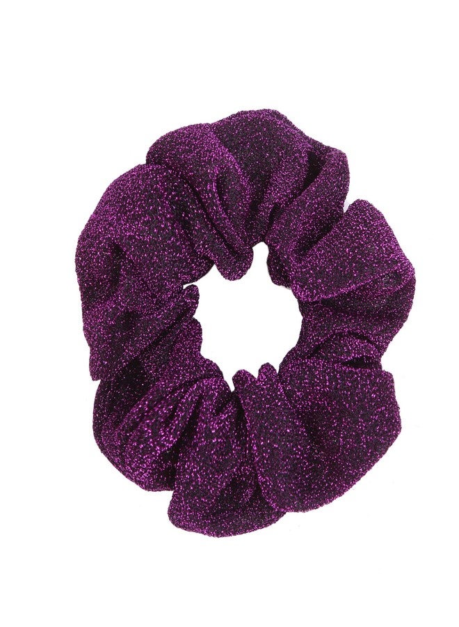 KINFENE Shiny Mesh Hair Scrunchies Skin Friendly Gauze Scrunchie Hair Bobbles Elastics Ponytail Holders Hair Wrist Ties Bands Scrunchies for Show Gym Dance Party Cosplay for Girl,6 Pcs (Purple) - Image 1