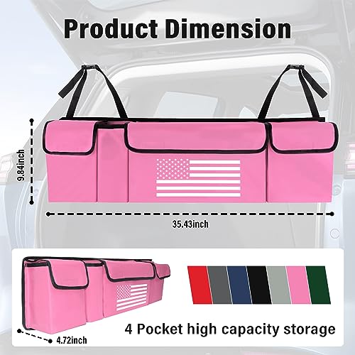 Turcee Car Trunk Organizer,Large Capacity Car Storage Organizer with US Flag Design,Hanging Foldable Car Organizers and Storage Car Interior Accessories (Pink) - Image 2