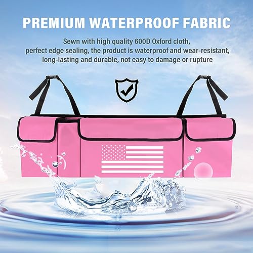 Turcee Car Trunk Organizer,Large Capacity Car Storage Organizer with US Flag Design,Hanging Foldable Car Organizers and Storage Car Interior Accessories (Pink) - Image 3