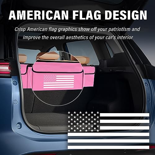 Turcee Car Trunk Organizer,Large Capacity Car Storage Organizer with US Flag Design,Hanging Foldable Car Organizers and Storage Car Interior Accessories (Pink) - Image 5