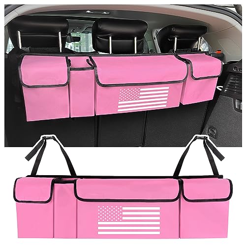 Turcee Car Trunk Organizer,Large Capacity Car Storage Organizer with US Flag Design,Hanging Foldable Car Organizers and Storage Car Interior Accessories (Pink) - Image 1