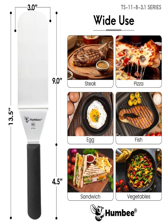 Humbee 9" x 3" Solid Rounded Edge Turner, Dishwasher Safe NSF, Shovel Black - Image 3