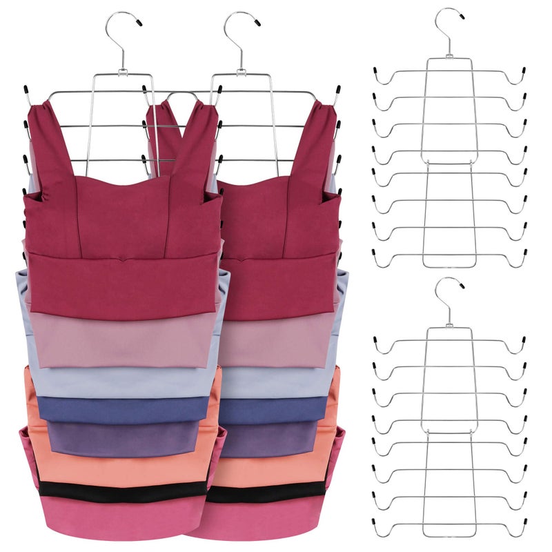 Zedodier 6 Pack Tank Top Top Langer Saving Bra Hools Non Slip Sport Sport Bras Holder Closte Closet and Storage for Camisoles Tank Tops Bras Ties Swimsuits Strappy Silver