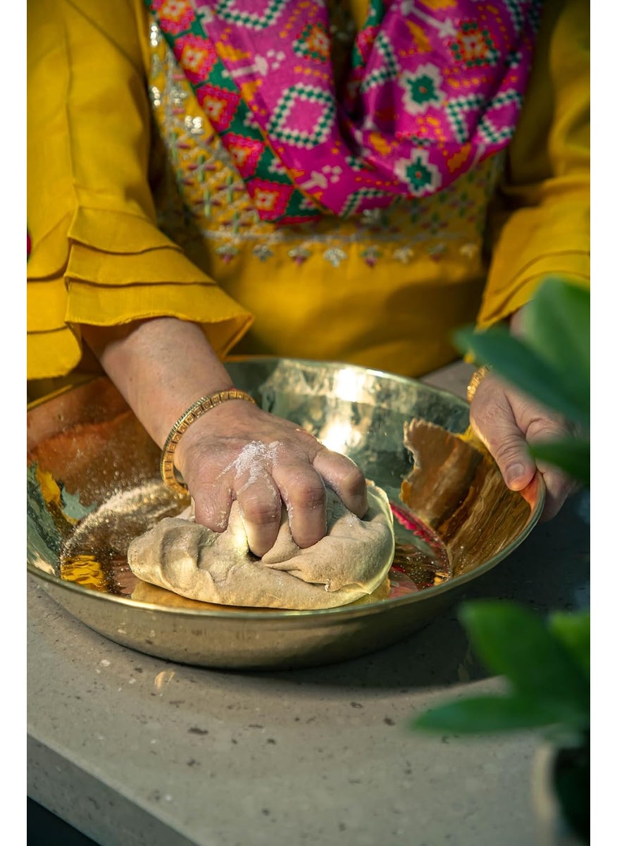 Kalasians Kalasians Brass Paraat 13Inch Diameter Traditional Brass Dough Kneading Bowl Enhanced Flavor Health Benefits EcoFriendly Ideal for Roti Paratha Bhatura  - Image 4