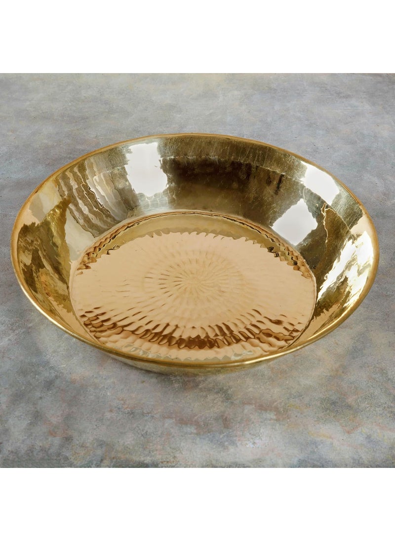 Kalasians Kalasians Brass Paraat 13Inch Diameter Traditional Brass Dough Kneading Bowl Enhanced Flavor Health Benefits EcoFriendly Ideal for Roti Paratha Bhatura  - Image 1